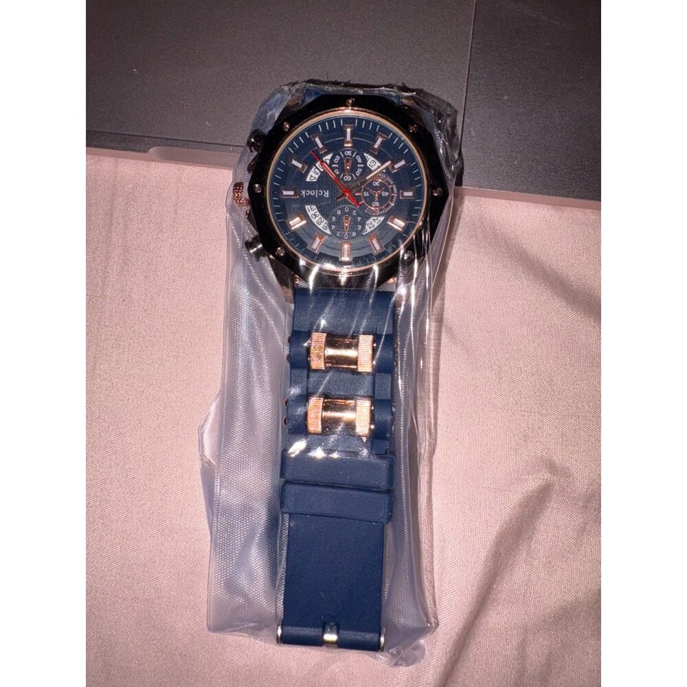 Men's Chronograph Watch - Blue and Rose Gold